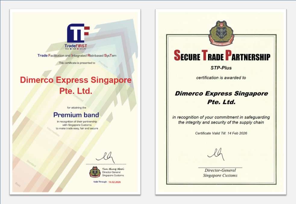 Dimerco Singapore recognized both GDPMDS and STP Plus-2