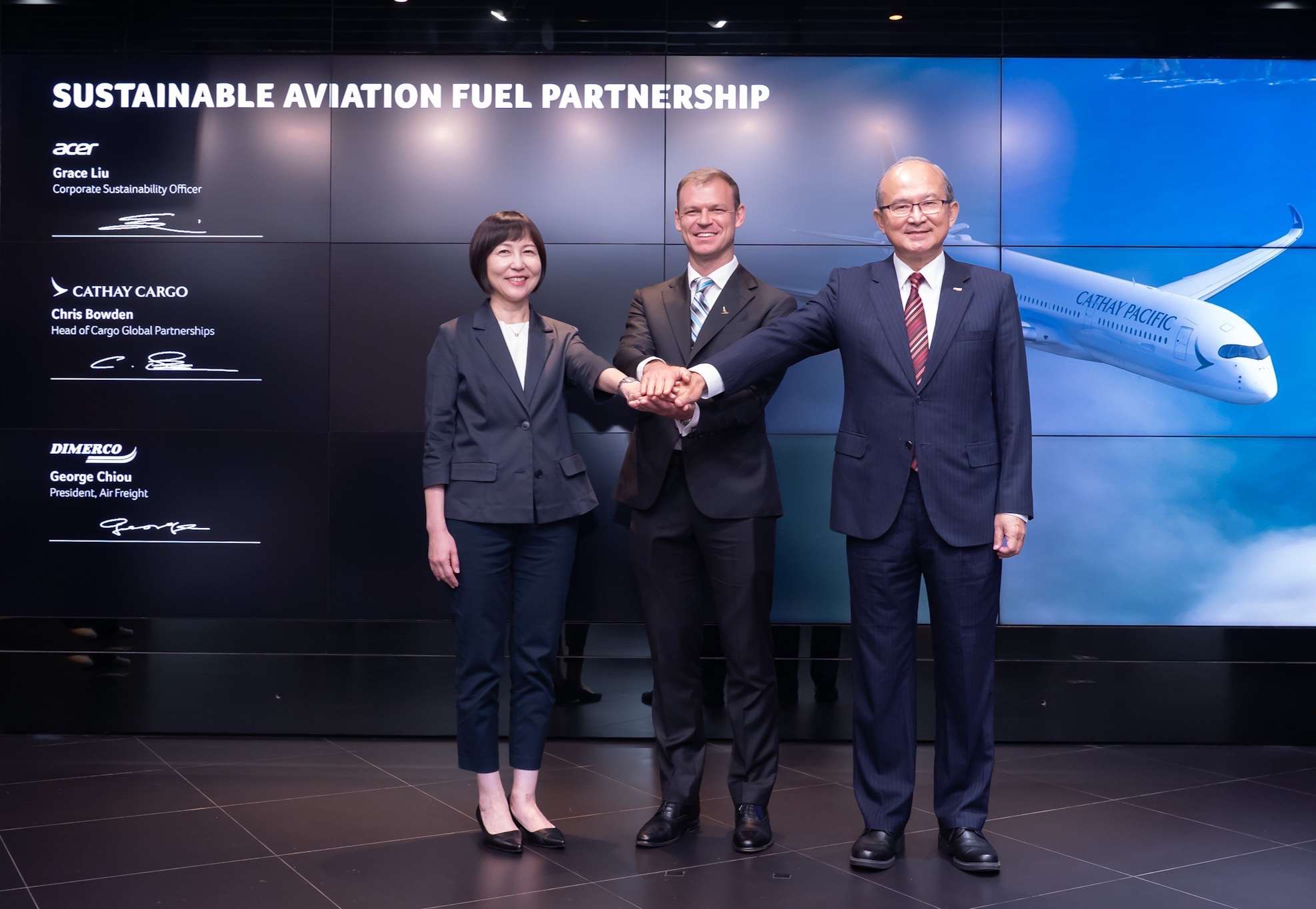 Acer, Cathay Cargo & Dimerco's SAF Signing Ceremony in Taipei on Aug. 27, 2024