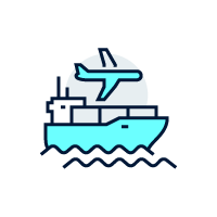 Dimerco icon of air and sea transportation services.